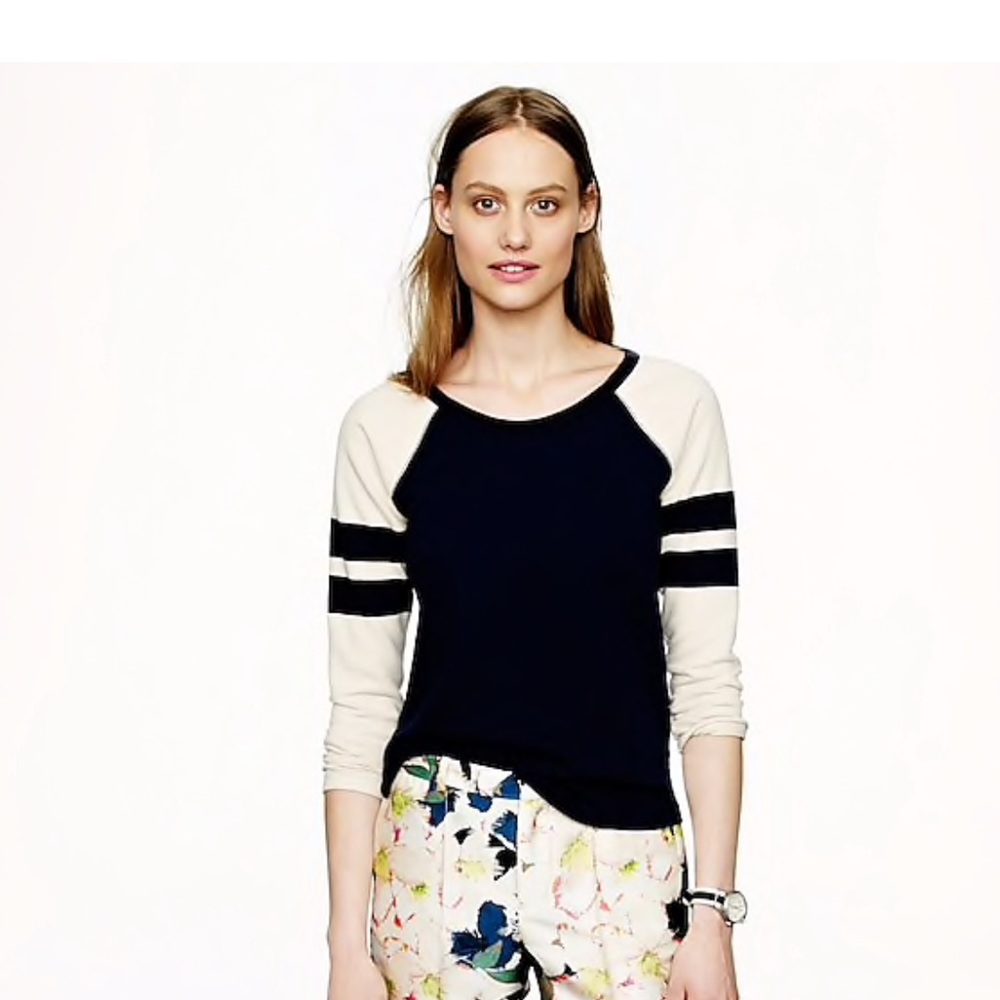 J. Crew Stripe Sleeve Sweatshirt Size Small